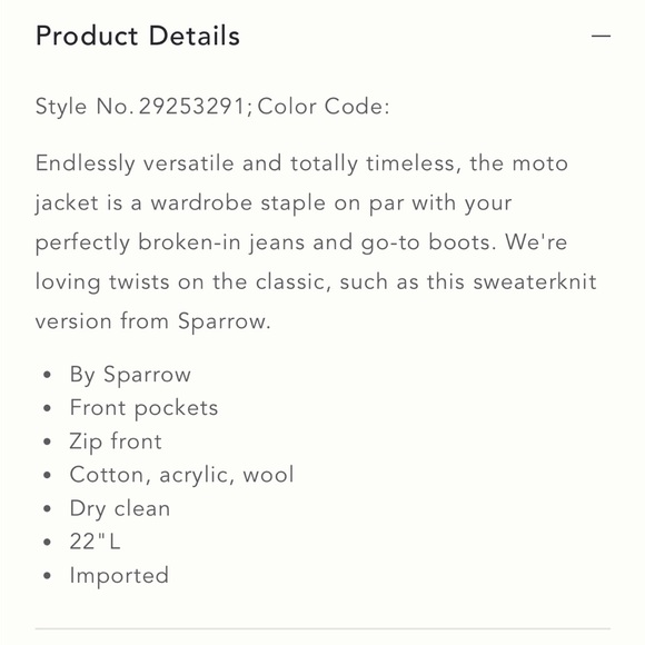 Anthropologie Sparrow Moto Sweater Jacket Size Medium Cotton Wool Blend - Picture 2 of 6